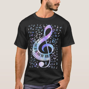T-shirt Clavier Clavier Clé Treble Dye Notes de musique ré