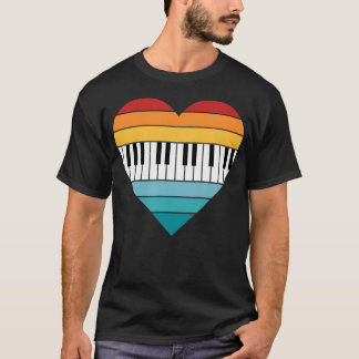 T-shirt Clavier de piano rayé rétro Piano