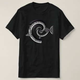 T-shirt Clavier de Piano Spirale d'ADN Main de Squelette D