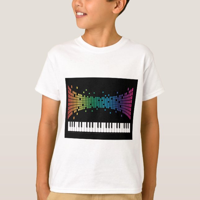 T-shirt Clavier instrumental piano de musique multicolore (Devant)