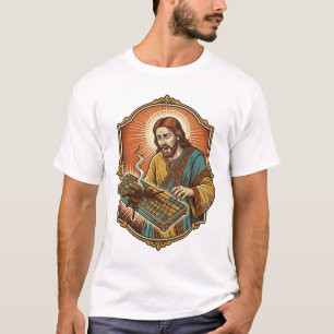 T-shirt Clavier mécanique Jésus café renversé technologie