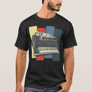 T-shirt Clavier synthétiseur modulaire Vintage Analog Cat