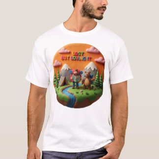 T-shirt Clay Art “Lost but Loving It” Camping Scene
