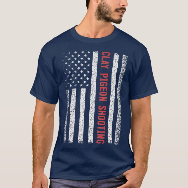 T-shirt Clay Pigeon Tirant sur le drapeau américain 4 juil (Devant)