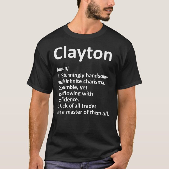 T-shirt CLAYTON Définition Nom personnalisé Funny Birthda (Devant)