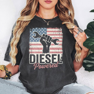 T-shirt Clé à Poing Motorisée au Diesel Drapeau Américain 