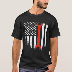 T-shirt Clé de mécanicien Drapeau Américain Voiture Van Ta