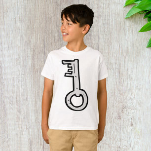 T-shirt Clé squelette vintage dessinée à la main argent an