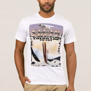 T-shirt Clear Creek, Colorado poster de ski.