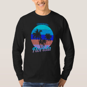 T-shirt Clearwater Beach Floride Palmiers tropicaux rétro