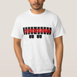 T-shirt Clés rouges et noires de machine de Steno de
