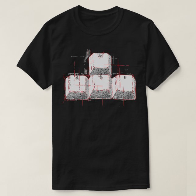 T-shirt Clés WASD Jeu d'ordinateur - PC Gamer (Design devant)