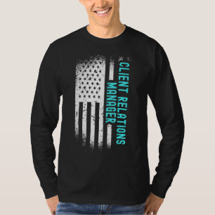 T-shirt Client Relations Manager avec drapeau américain