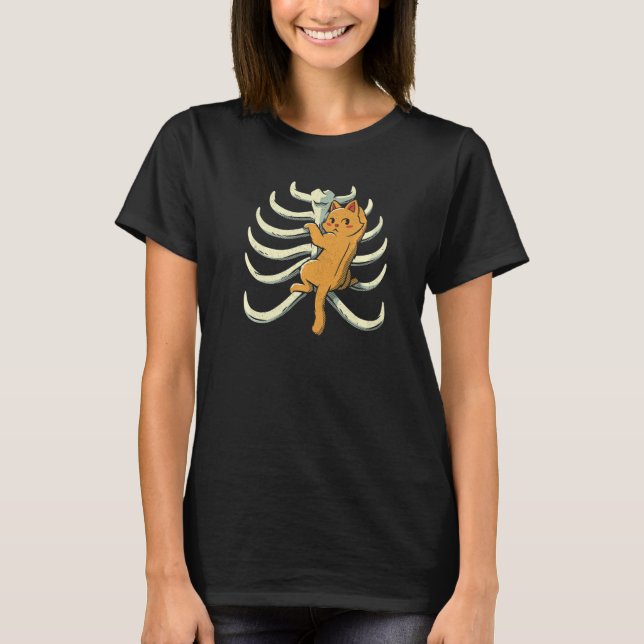 T-shirt Climber Cat Climbing Rib Cage Anatomy X Ray Biolog (Devant)