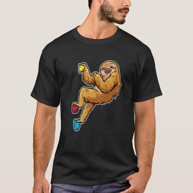 T-shirt Climber Rock Escalade Bouldering Sloth (Devant)