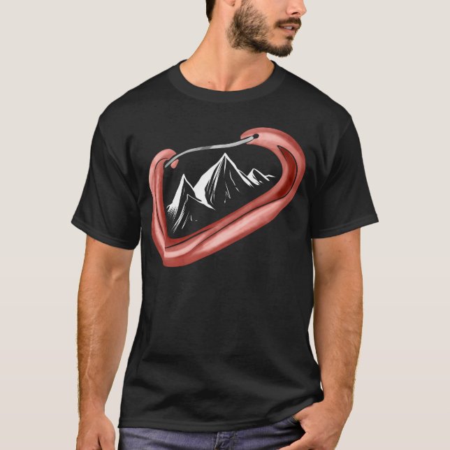 T-shirt Climbing Secure Mountain Carabiner Sport Camping f (Devant)
