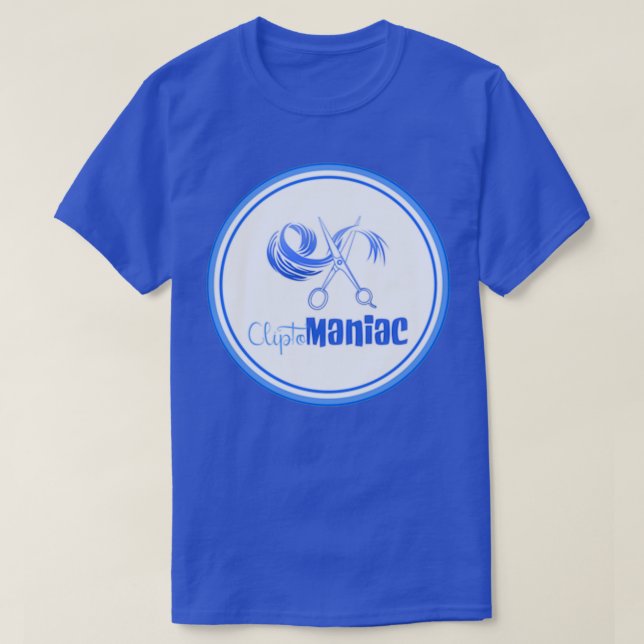 T-shirt CliptoMANIAC bleu sur bleu (Design devant)