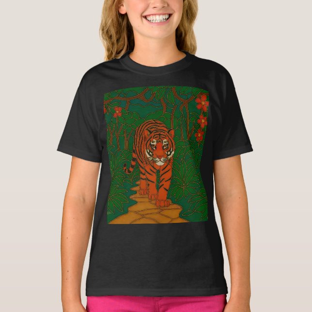 T-shirt Cloisonne Art Tiger on the Jungle Path (Devant)