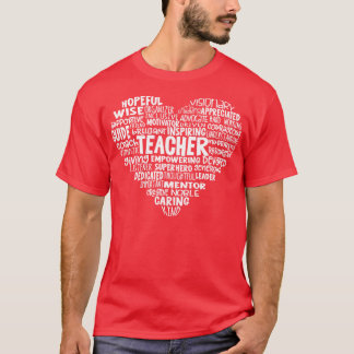 T-shirt Cloud de mot de coeur enseignant