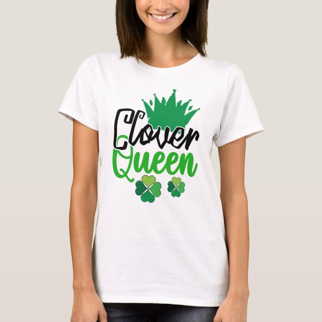 T-shirt Clover Queen St Patrick’s Day Design-61105 Hoodie (Devant)