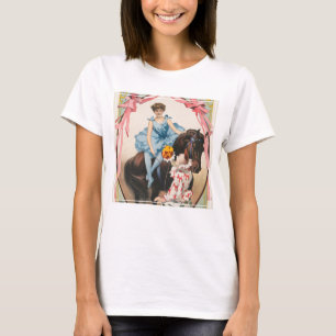 T-shirt Clown Distribuant Des Fleurs À Une Femme À Cheval