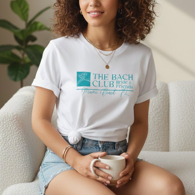 T-shirt Club Bach Mariée Bleu Moderne (Bach Club Modern Blue Bachelorette T-Shirt)