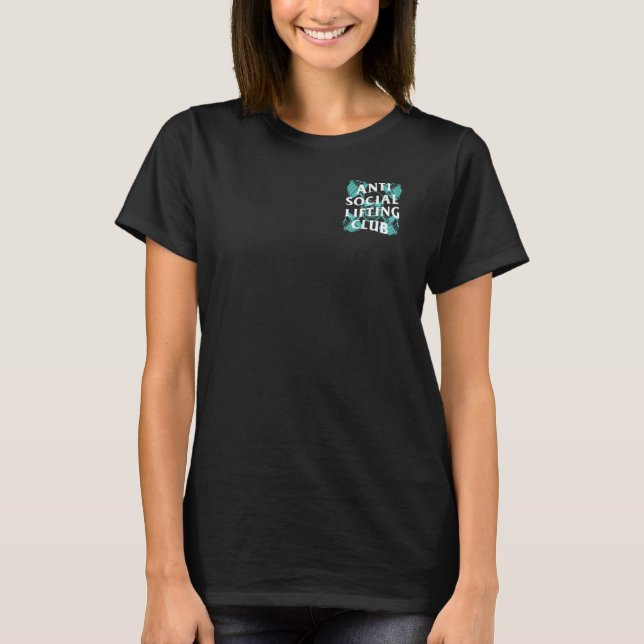T-shirt Club de levage anti-social Barbells Crossed Skull  (Devant)