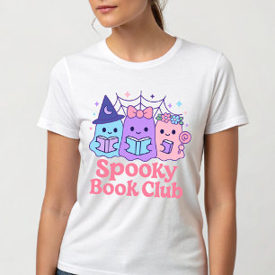 T-shirt Club de livre éffrayant Cute Ghost Lecture