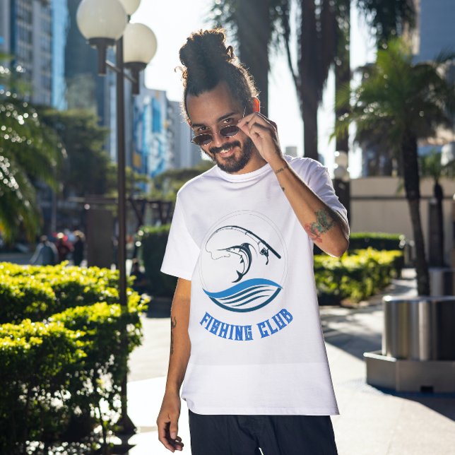 T-shirt Club de pêche blanc de la mer bleue (Créateur téléchargé)