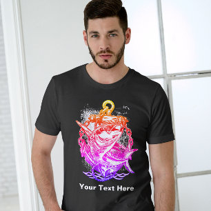 T-shirt club de pêche rose rouge