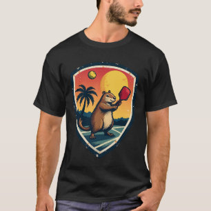 T-shirt Club de Pickleball Capybara Logo Rétro Sport Vinta