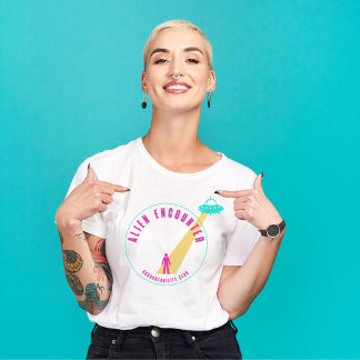 T-shirt Club Rencontre Alien Funny Hot Rose & Turquoise Gr