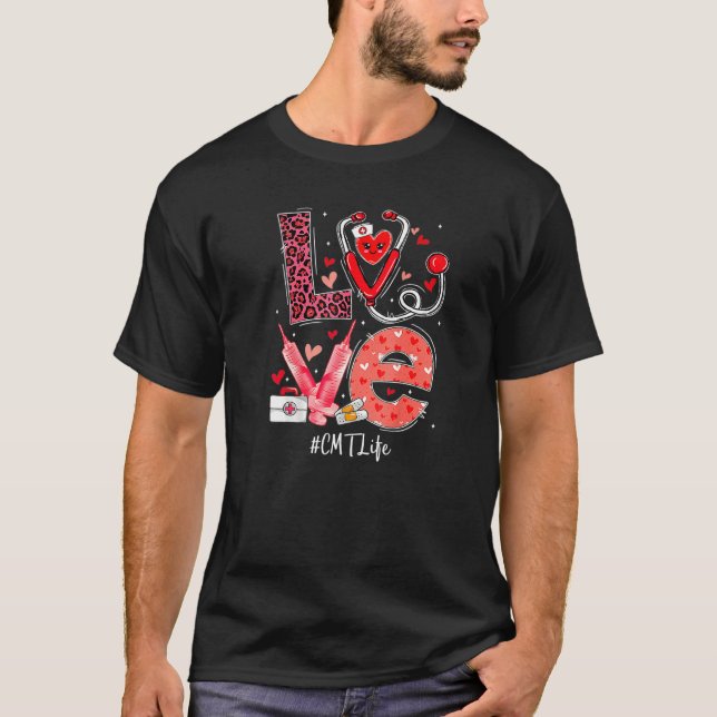 T-shirt Cmt Infirmière Vie Amour Coeur Stethoscope Rn Infi (Devant)