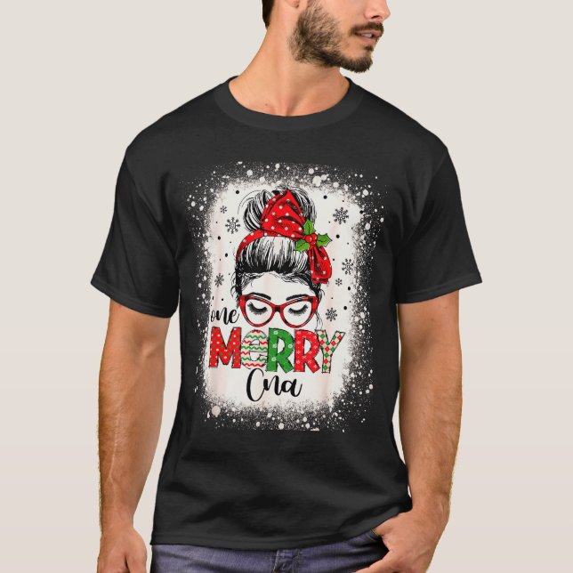 T-shirt Cna Nurse Messy Bun Nurse's Aid Christmas  (Devant)