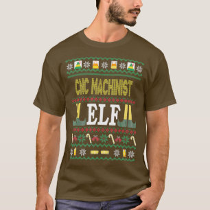 T-shirt CNC Machinist Elf Drôle cadeau de Noël
