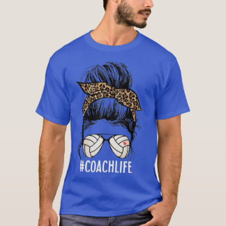 T-shirt Coach Life Volleyball Leopard Messy Bun Jour V
