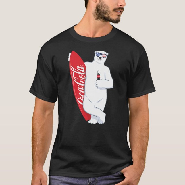 T-shirt Coca-Cola American Flag Polar Bear Surfer (Devant)