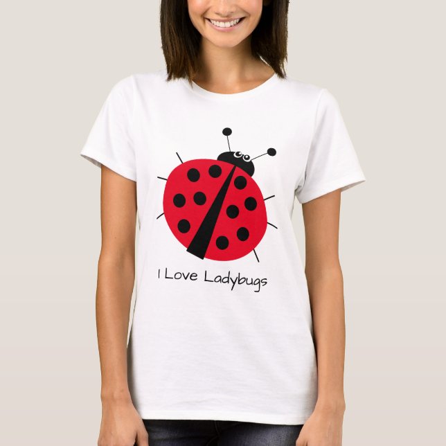 T-shirt coccinelle amoureux mignon dessin animé amusant ro (Devant)