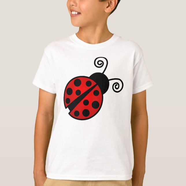 T-shirt Coccinelle mignonne - rouge et noir (Devant)