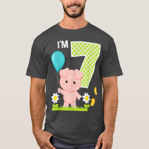T-shirt Cochon 7e anniversaire Jour de naissance Jeu 7 ans