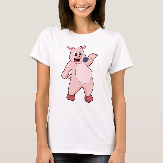 T-shirt Cochon à chanter avec microphone (Devant)