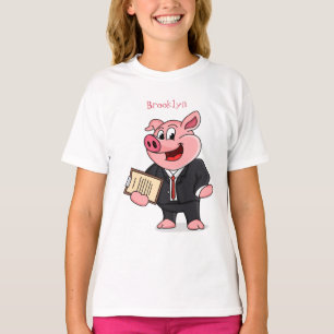 T-shirt Cochon amusant en costume d'affaires dessin animé