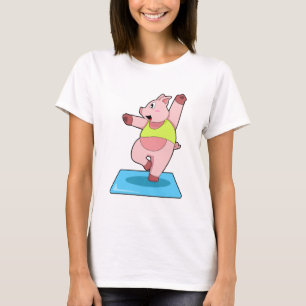 T-shirt Cochon au yoga Fitness