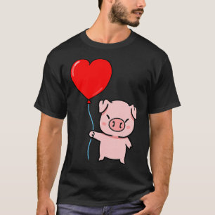 T-shirt Cochon Avec Ballons Coeur Valentines Jour Cochon