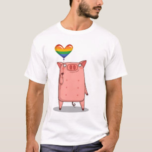 T-shirt Cochon Avec Ballot Arc-En-Ciel