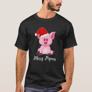 T-shirt Cochon avec chapeau de Noël Joyeux cochons de Pigm