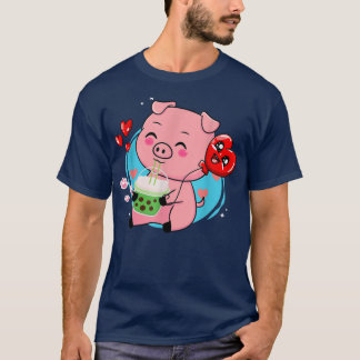 T-shirt Cochon Boba Tea bulle Thé Kawaii Anime Japonais Ne