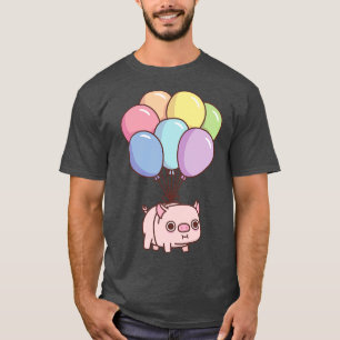 T-shirt Cochon Chubby Cute Avec Ballotte Arc-En-Ciel