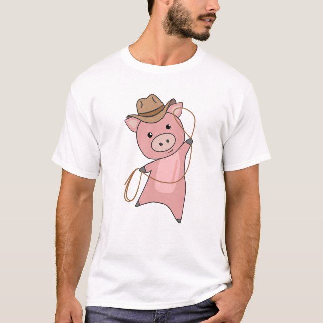 T-shirt Cochon cochon Piglet Piggy Occidental Rose (Devant)