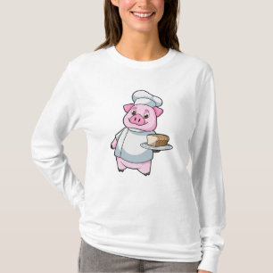 T-shirt Cochon comme chef avec Plateau et Cake